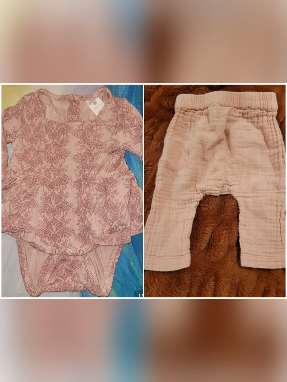 Kate Quinn Bamboo Collection Pink Floral Bodysuit Dress & Noukies Pants